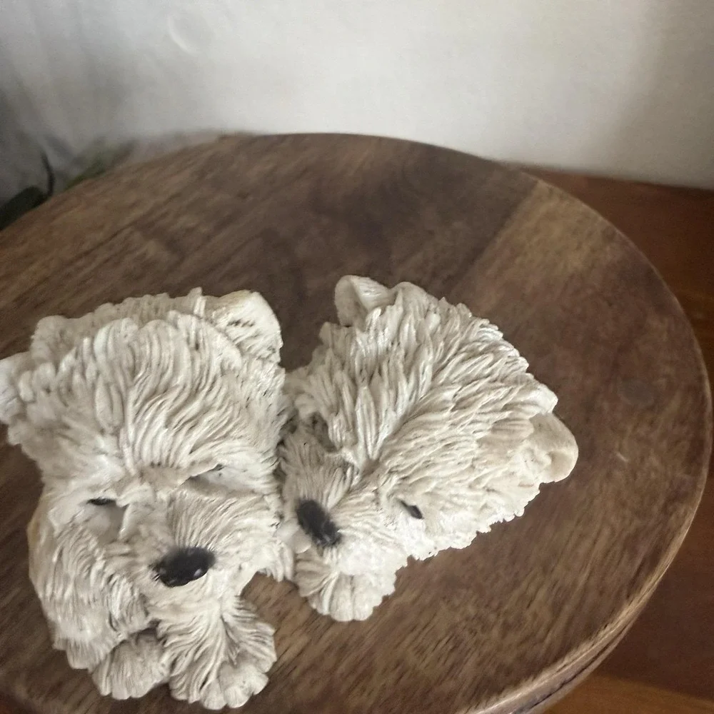 VTG 1997 Barkers West Highland Terrier Dogs Puppies Resin Figurine Snowy&Frosty